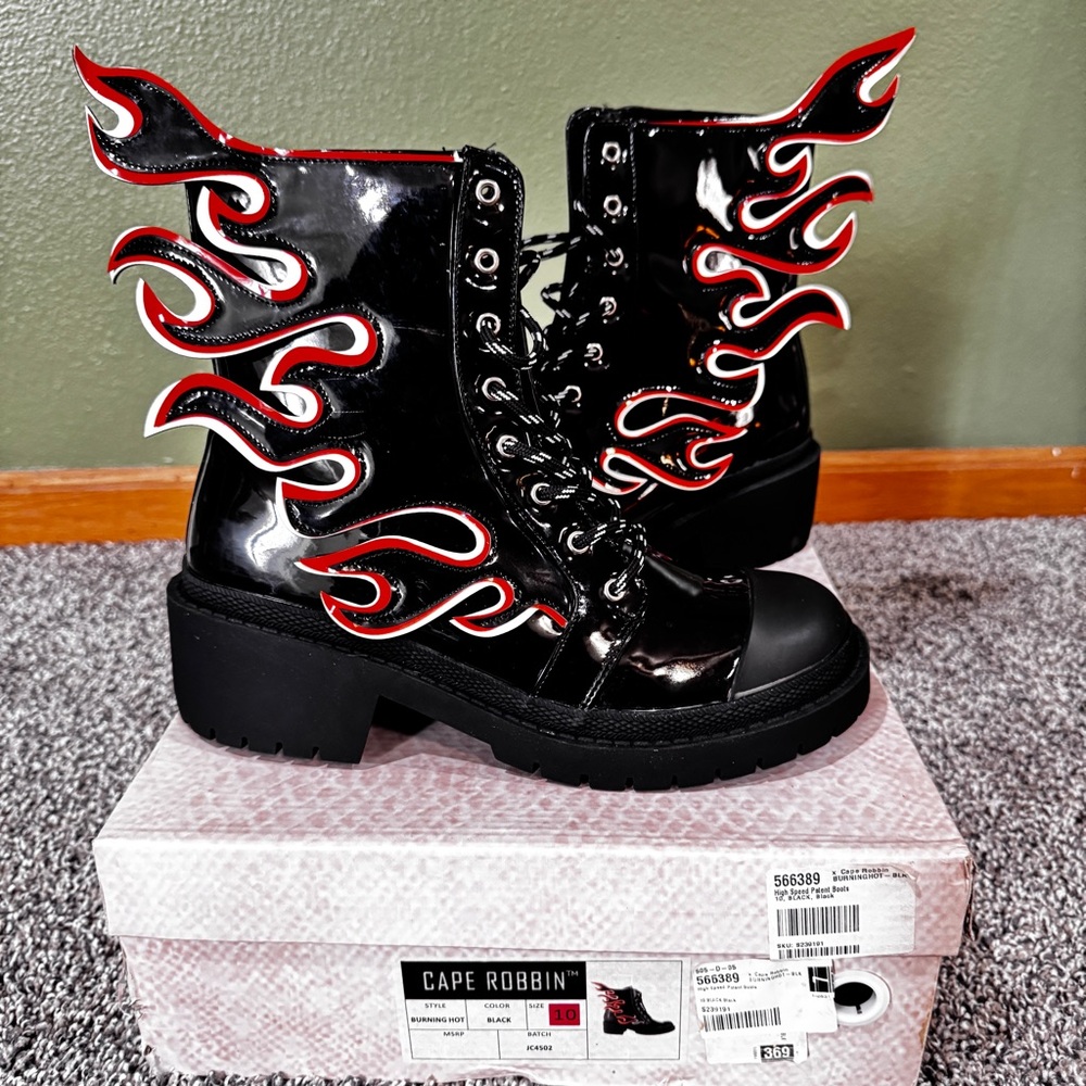 Cape Robbin Women's Black Flame Combat Boots